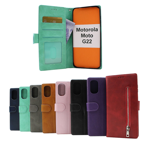 Zipper Standcase Wallet Motorola Moto G22 Brun