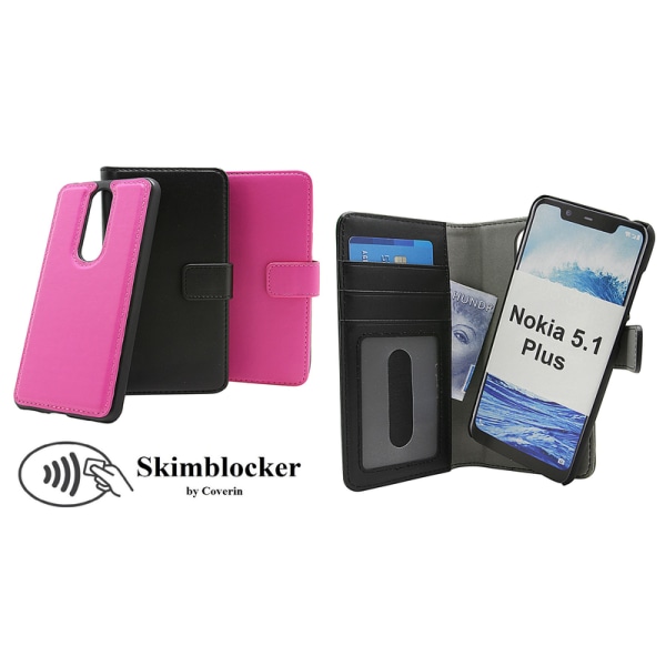 Skimblocker Magnet Wallet Nokia 5.1 Plus Svart