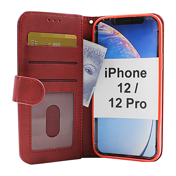 Zipper Standcase Wallet iPhone 12 / 12 Pro (6.1) Svart