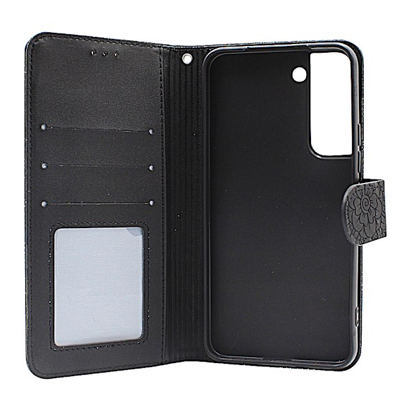 Flower Standcase Wallet Samsung Galaxy S22 5G Grå