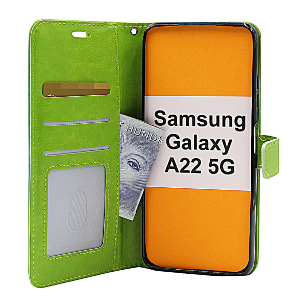 Crazy Horse Wallet Samsung Galaxy A22 5G (SM-A226B) Grön