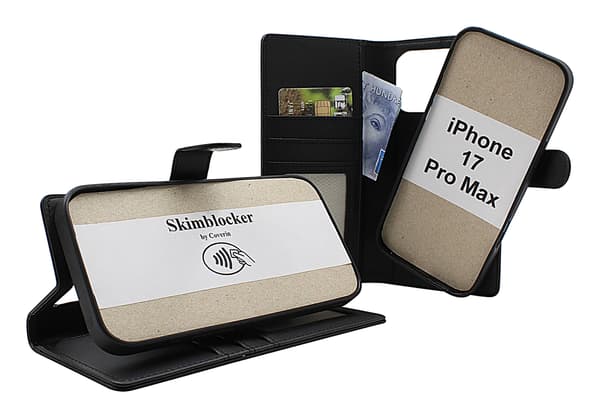 Skimblocker iPhone 17 Pro Max Magnet Plånboksfodral Mörkröd