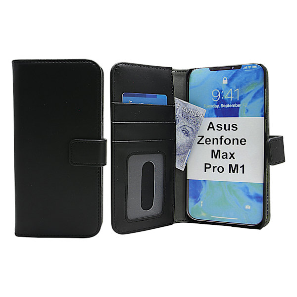 Skimblocker Magnet Wallet Asus Zenfone Max Pro M1 (ZB602KL) Svart