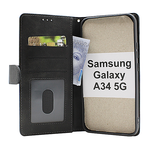 Zipper Standcase Wallet Samsung Galaxy A34 5G Grå