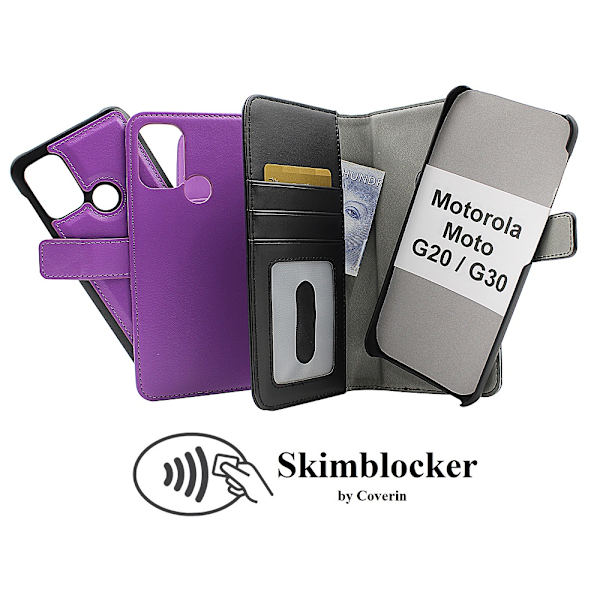 Skimblocker Magnet Fodral Motorola Moto G20 / Moto G30 Lila