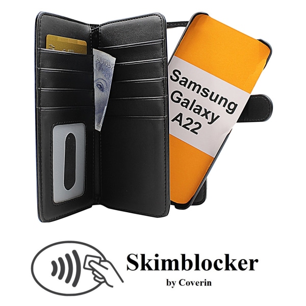 Skimblocker XL Magnet Fodral Samsung Galaxy A22 (A225F/DS) Svart