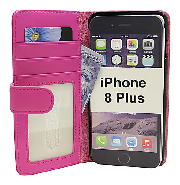 Skimblocker Plånboksfodral iPhone 8 Plus Hotpink