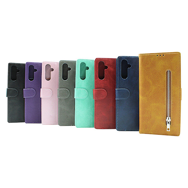 Zipper Standcase Wallet Samsung Galaxy A14 5G Grå