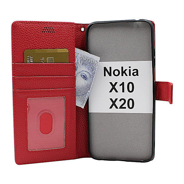 New Standcase Wallet Nokia X10 / Nokia X20 Röd