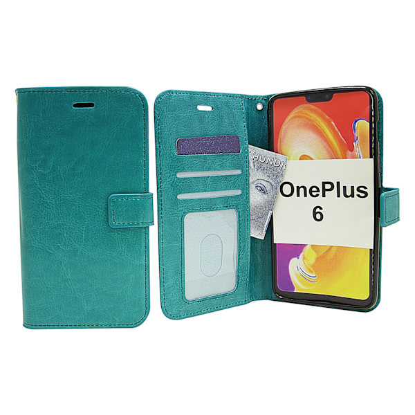 Crazy Horse Wallet OnePlus 6 Turkos