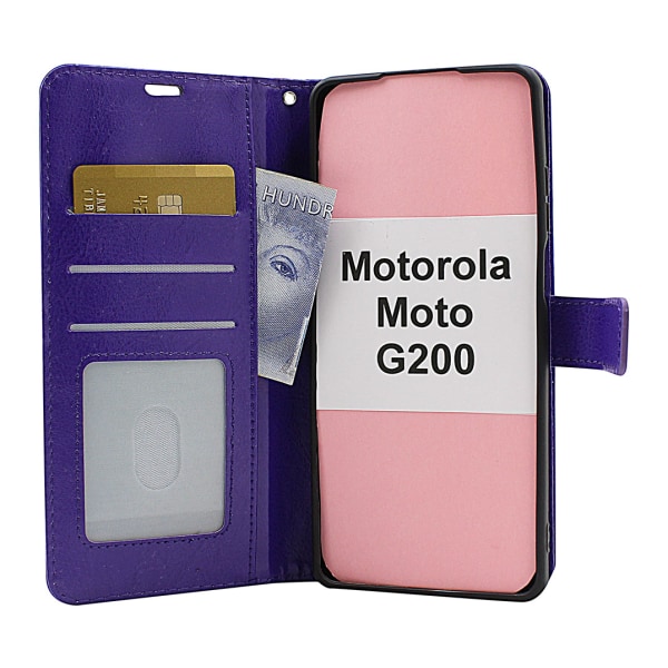 Crazy Horse Wallet Motorola Moto G200 Svart