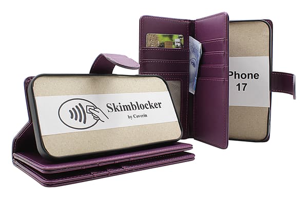 Skimblocker iPhone 17 XL Plånboksfodral Mörklila