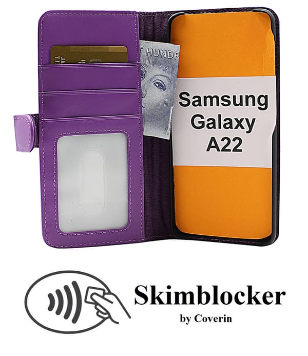 Skimblocker Plånboksfodral Samsung Galaxy A22 (SM-A225F/DS) Lila
