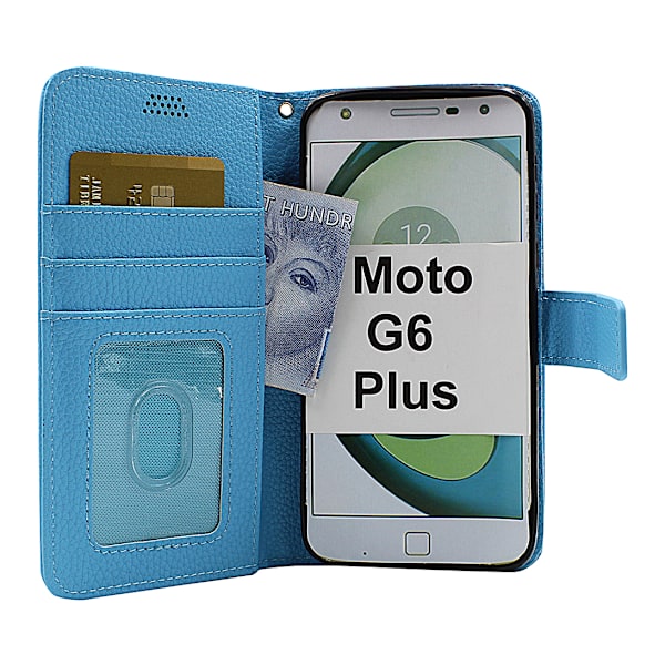 New Standcase Wallet Motorola Moto G6 Plus (Ljusblå) Ljusblå
