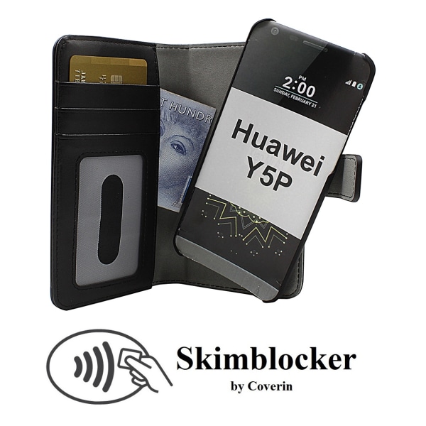 Skimblocker Magnet Wallet Huawei Y5p (Svart)