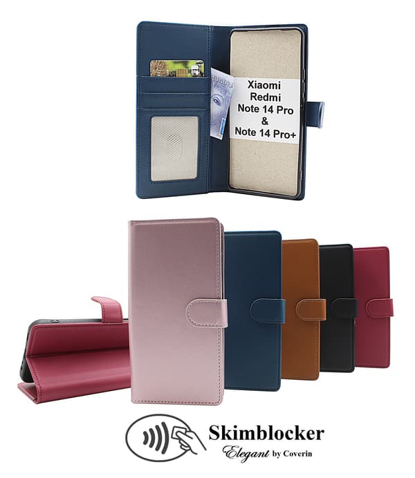 Skimblocker Xiaomi Redmi Note 14 Pro/14 Pro+ Plånboksfodral Glitter Pink