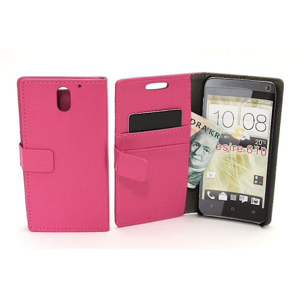 Standcase wallet HTC Desire 610 Hotpink