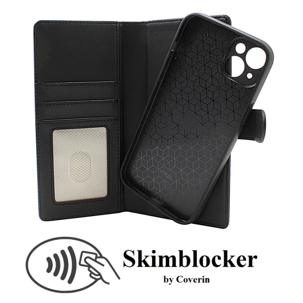 Skimblocker iPhone 15 Plus Magnet Plånboksfodral Mörkröd