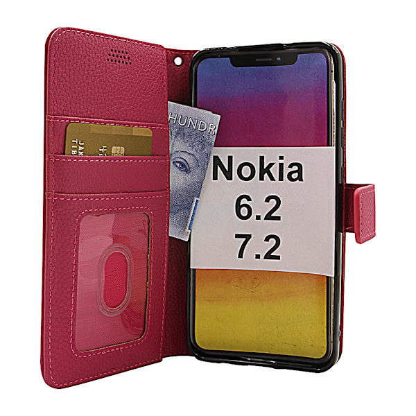 New Standcase Wallet Nokia 6.2 / 7.2 (Svart) Ljusblå