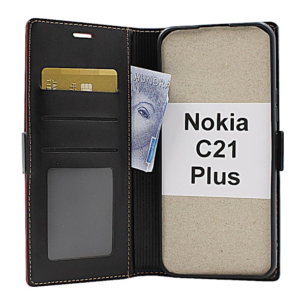 Lyx Standcase Wallet Nokia C21 Plus Marinblå