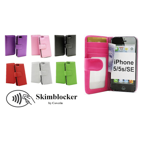 Skimblocker Plånboksfodral iPhone 5/5s/SE Ljusrosa