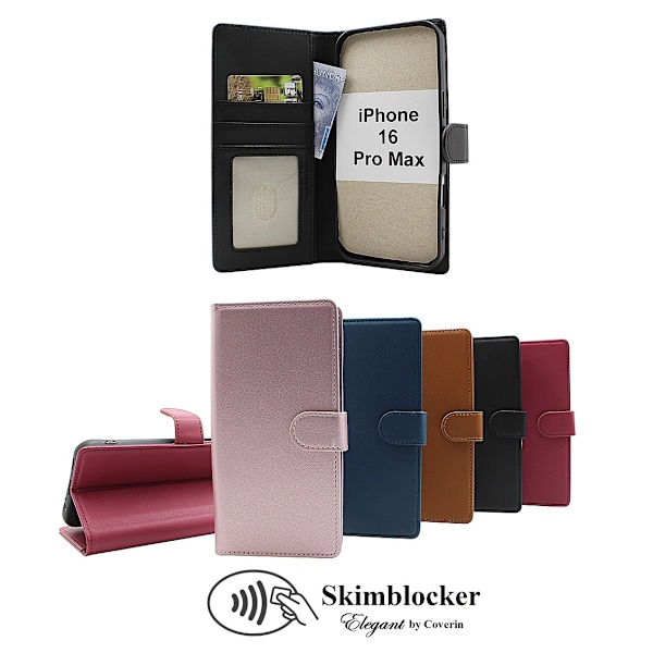 Skimblocker iPhone 16 Pro Max Plånboksfodral Svart