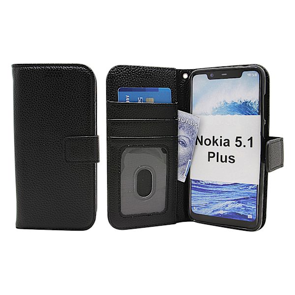 Standcase Wallet Nokia 5.1 Plus Svart