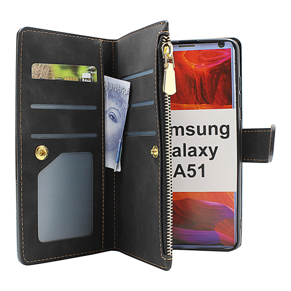 XL Standcase Lyxfodral Samsung Galaxy A51 (A515F/DS) Marinblå