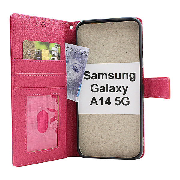 New Standcase Wallet Samsung Galaxy A14 5G Ljusblå