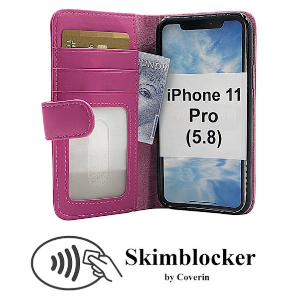 Skimblocker Plånboksfodral iPhone 11 Pro (5.8) Hotpink