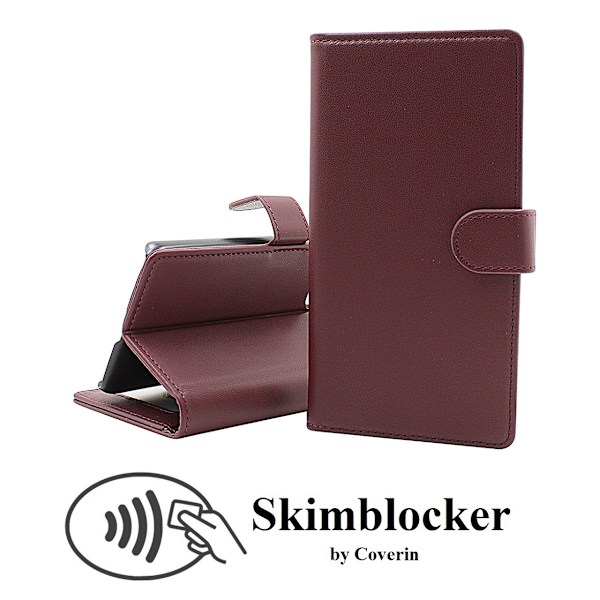 Skimblocker Samsung Galaxy A40 Magnet Plånboksfodral Mörkröd