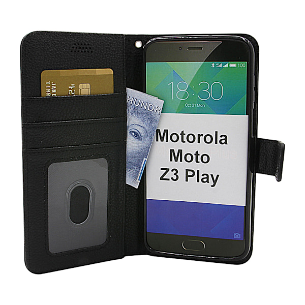 New Standcase Wallet Motorola Moto Z3 Play Svart