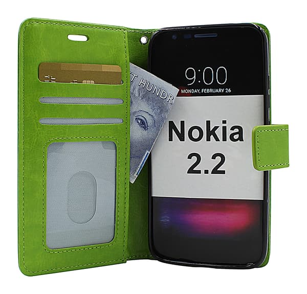 Crazy Horse Wallet Nokia 2.2 Grön