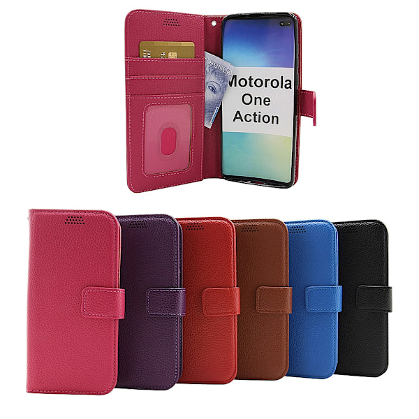 New Standcase Wallet Motorola One Action Röd