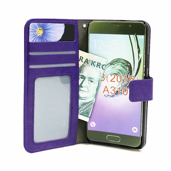 Crazy Horse Wallet Samsung Galaxy A3 2016 (A310F) Lila