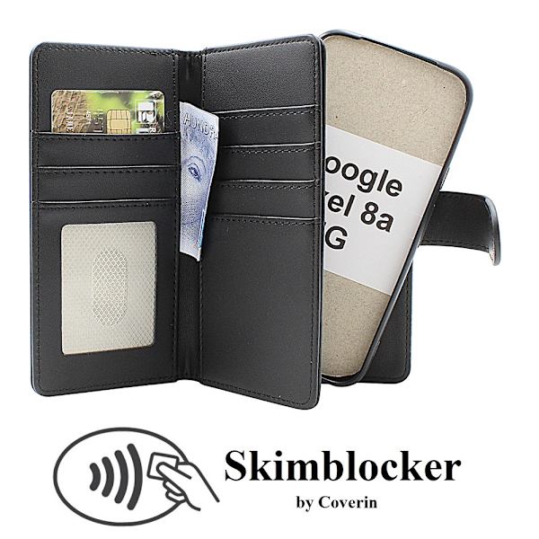 Skimblocker Google Pixel 8a 5G XL Magnet Plånboksfodral Svart