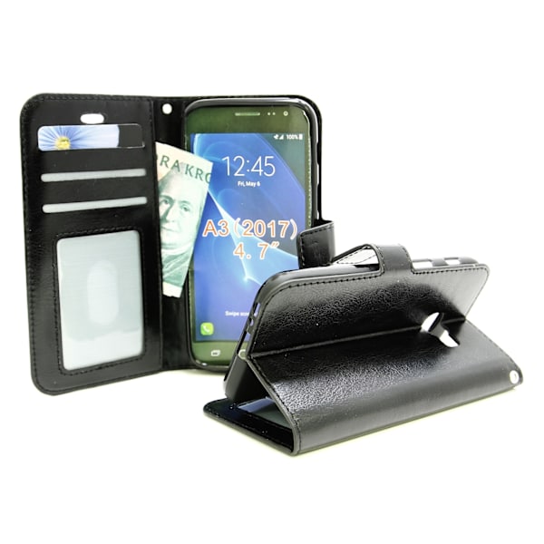 Crazy Horse Wallet Samsung Galaxy A3 2017 (A320F) Svart