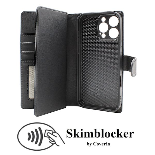 Skimblocker iPhone 16 Pro Max XL Magnet Plånboksfodral Svart