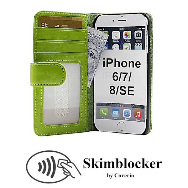 Skimblocker Plånboksfodral iPhone 7 Grön G643