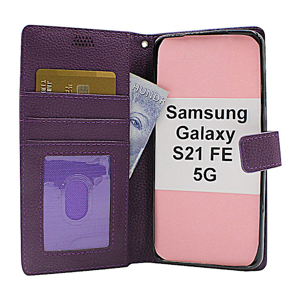 New Standcase Wallet Samsung Galaxy S21 FE 5G (SM-G990B) Röd
