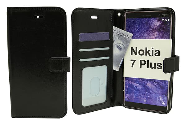 Crazy Horse Wallet Nokia 7 Plus Svart