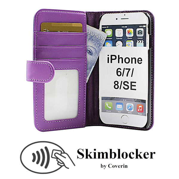 Skimblocker Plånboksfodral iPhone 8 Lila G651