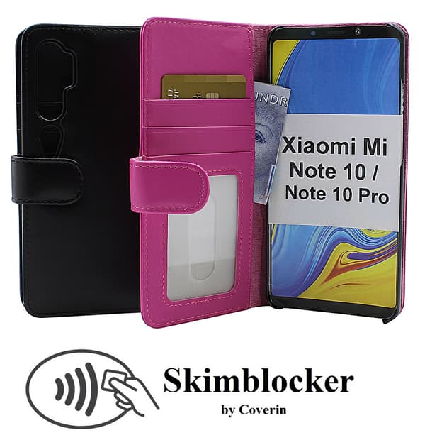 Skimblocker Plånboksfodral Xiaomi Mi Note 10 / Note 10 Pro Hotpink