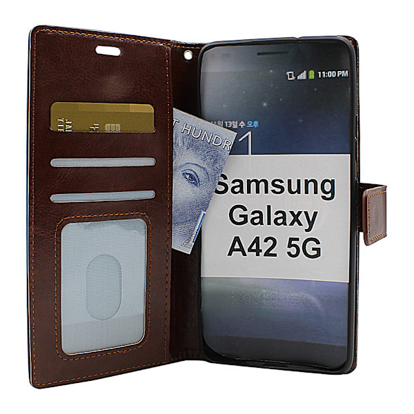 Crazy Horse Wallet Samsung Galaxy A42 5G (Svart) Röd