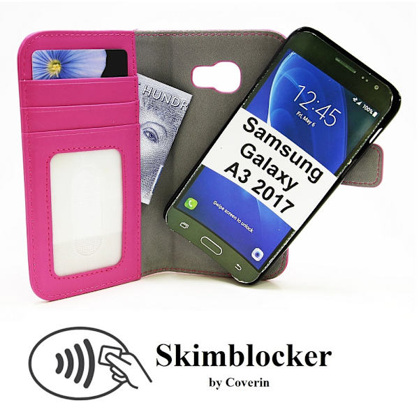 Skimblocker Magnet Wallet Samsung Galaxy A3 2017 (A320F) Svart