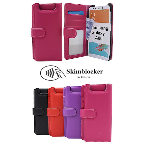Skimblocker Plånboksfodral Samsung Galaxy A80 (A805F/DS) Röd