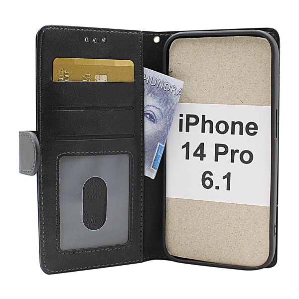 Zipper Standcase Wallet iPhone 14 Pro (6.1) Grå