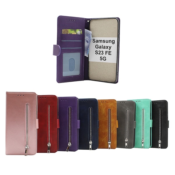 Zipper Standcase Wallet Samsung Galaxy S23 FE 5G Grå