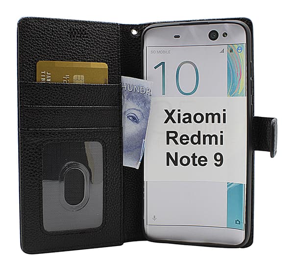New Standcase Wallet Xiaomi Redmi Note 9 Svart