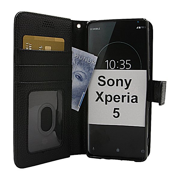 New Standcase Wallet Sony Xperia 5 Ljusblå